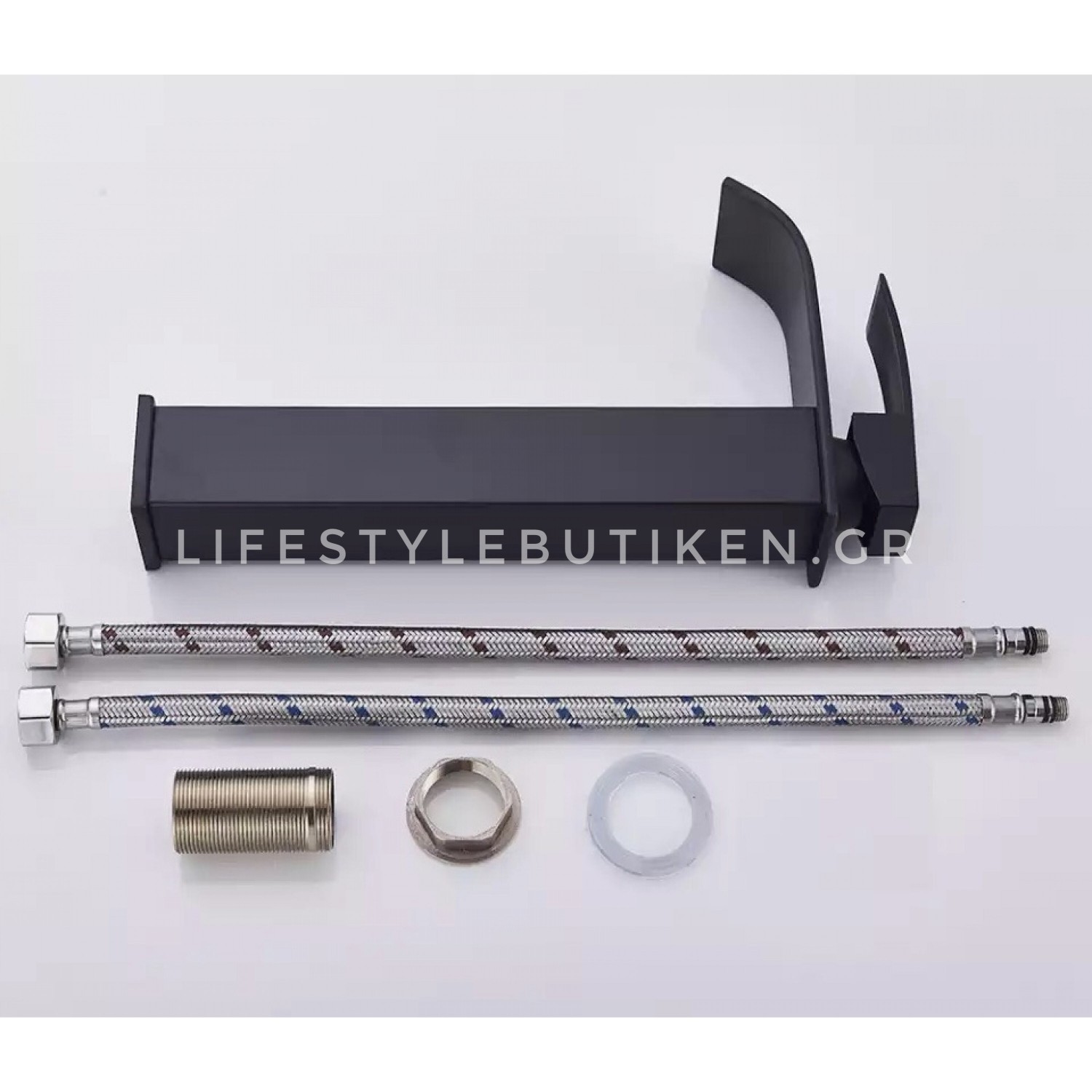 NARON Μπαταρία Νιπτήρα Ψηλή αναμεικτική καταρράκτης NR-1010B BLACK MAT