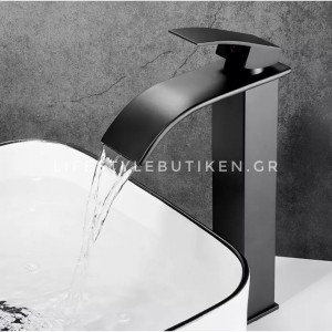 NARON Μπαταρία Νιπτήρα Ψηλή αναμεικτική καταρράκτης NR-1010B BLACK MAT