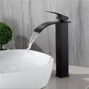 NARON Μπαταρία Νιπτήρα Ψηλή αναμεικτική καταρράκτης NR-1010B BLACK MAT