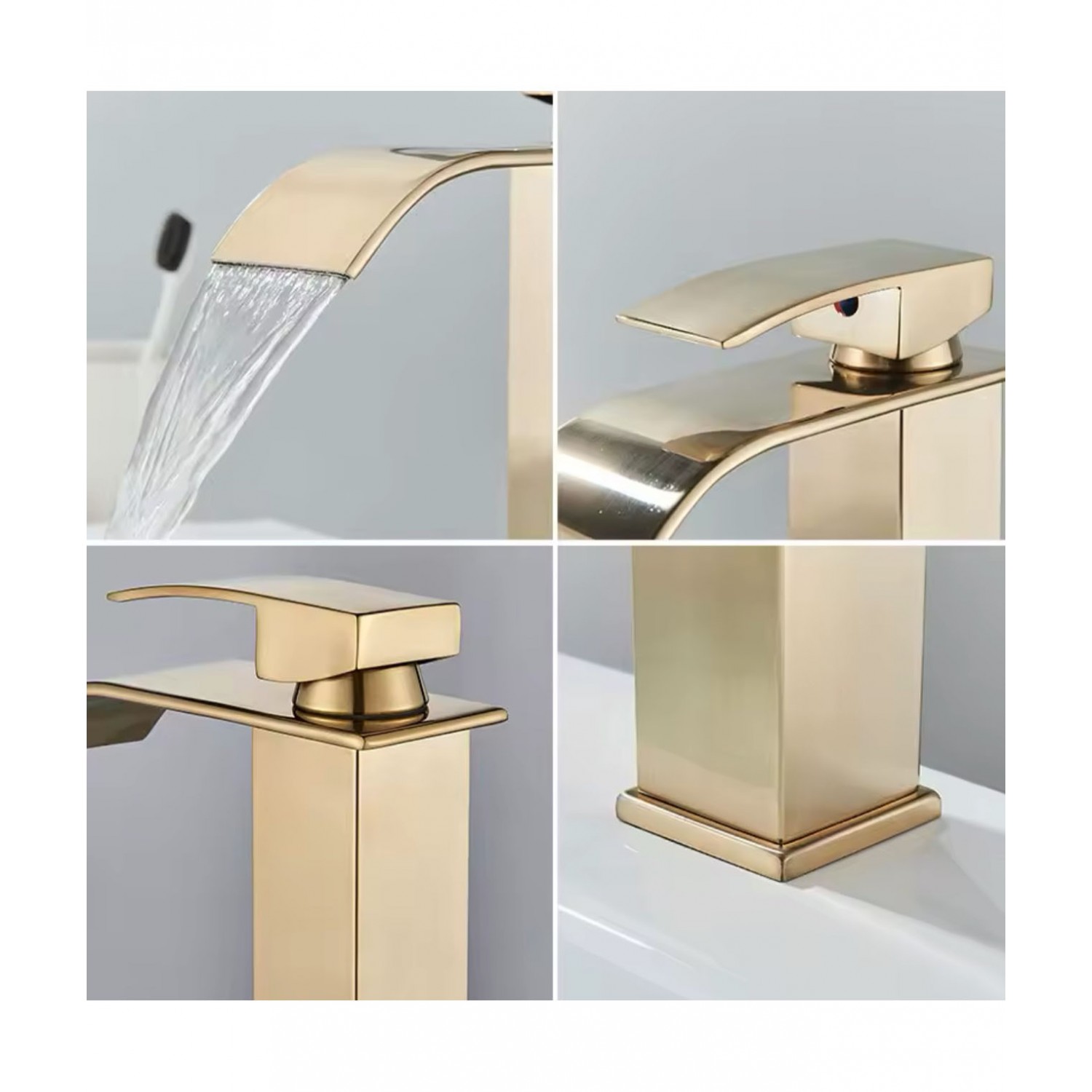 NARON Μπαταρία Νιπτήρα Ψηλή αναμεικτική καταρράκτης NR1010 Brushed Gold