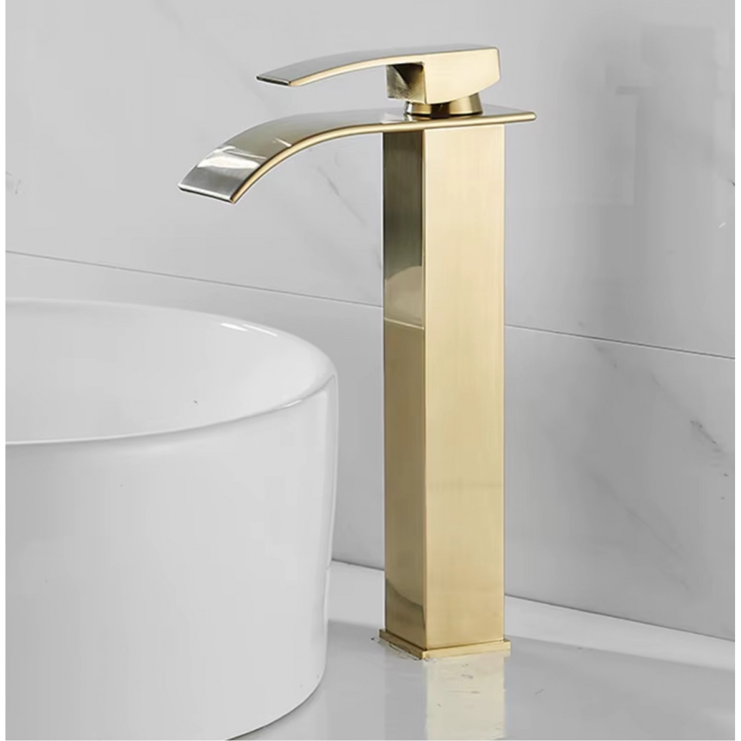 NARON Μπαταρία Νιπτήρα Ψηλή αναμεικτική καταρράκτης NR1010 Brushed Gold