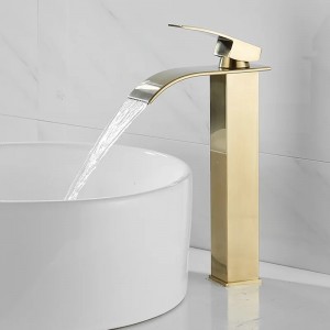 NARON Μπαταρία Νιπτήρα Ψηλή αναμεικτική καταρράκτης NR1010 Brushed Gold