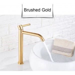 Naron Ψηλή Μπαταρία Πάγκου Νιπτήρα αναμεικτική NR2050 Brushed Gold