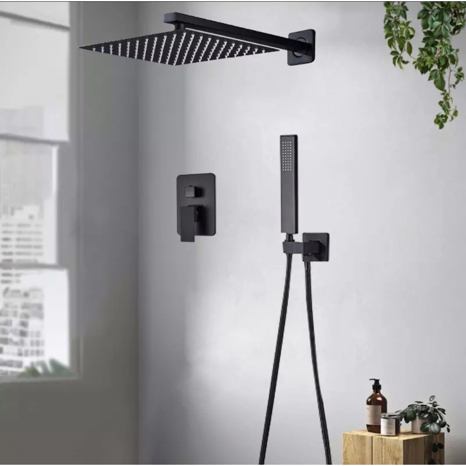 NARON Σετ Εντοιχιζόμενο Σύστημα Ντουζ Μαύρο Ματ CZ4033