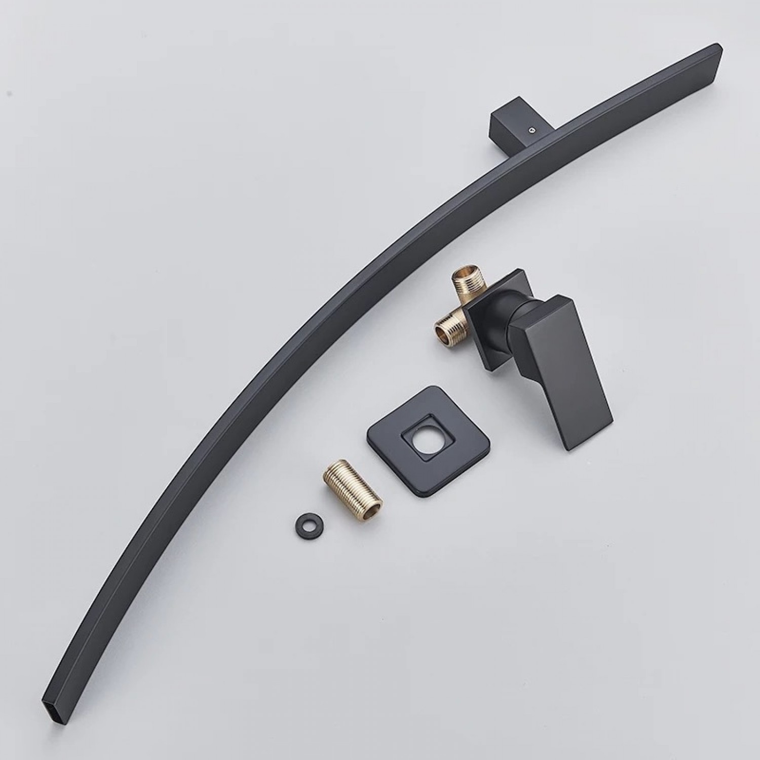 Luxury Επιτοίχια 68cm Βρύση Νιπτήρα Καταρράκτη με στόμιο μονής λαβής ανάμεικτη ζεστό κρύο RZ5073 ΜΑΥΡΟ