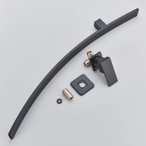 Luxury Επιτοίχια 68cm Βρύση Νιπτήρα Καταρράκτη με στόμιο μονής λαβής ανάμεικτη ζεστό κρύο RZ5073 ΜΑΥΡΟ