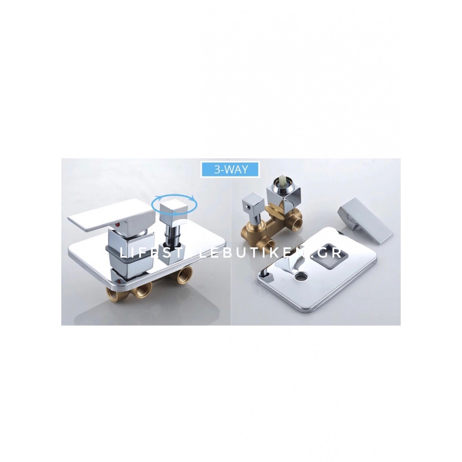 NARON Σετ Εντοιχιζόμενο Σύστημα Ντουζ 3 εξόδων CZ4034 CHROME