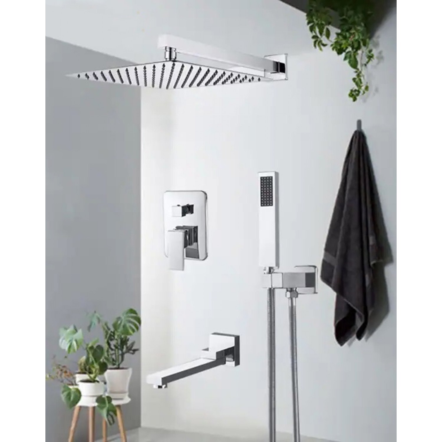 NARON Σετ Εντοιχιζόμενο Σύστημα Ντουζ 3 εξόδων CZ4034 CHROME