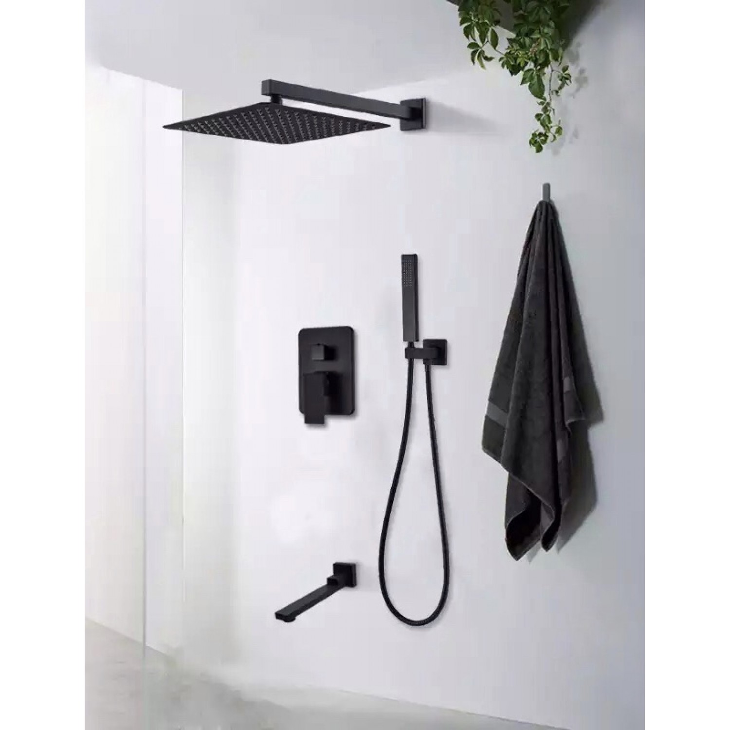 NARON Σετ Εντοιχιζόμενο Σύστημα Ντουζ 3 εξόδων Μαύρο Ματ CZ4034