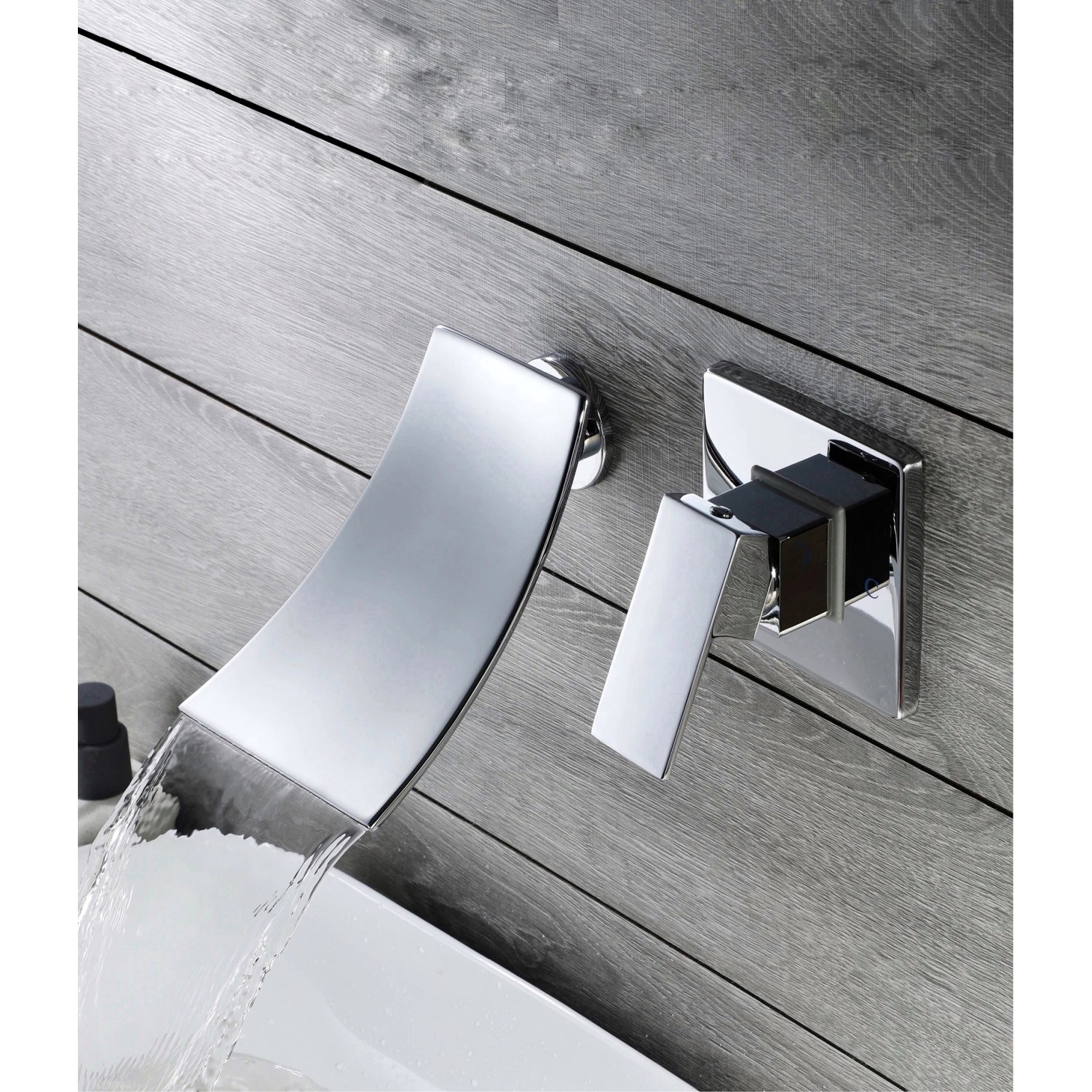 Luxury Επιτοίχια Βρύση Νιπτήρα Καταρράκτη με στόμιο μονής λαβής ανάμεικτη ζεστό κρύο MR7080 CHROME