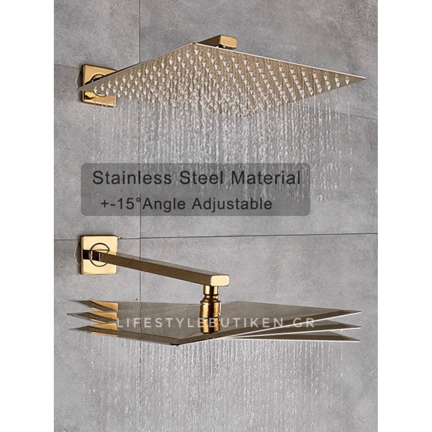 NARON Σετ Εντοιχιζόμενο Σύστημα Ντουζ 30 Εκατοστών NR4033 POLISH GOLD