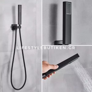 NARON Σετ Εντοιχιζόμενο Σύστημα Ντουζ 3 εξόδων Μαύρο Ματ CZ4034