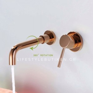 Luxury Επιτοίχια Μπαταρία Νιπτήρος αναμεικτική σετ Εντοιχισμού 2 Οπών PL3576 Polish Rose Gold