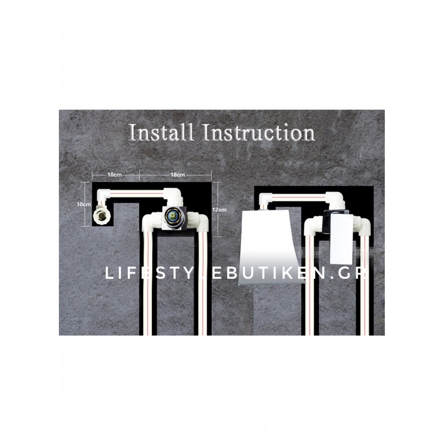 Luxury Επιτοίχια Βρύση Νιπτήρα Καταρράκτη με στόμιο μονής λαβής ανάμεικτη ζεστό κρύο MR7080 CHROME