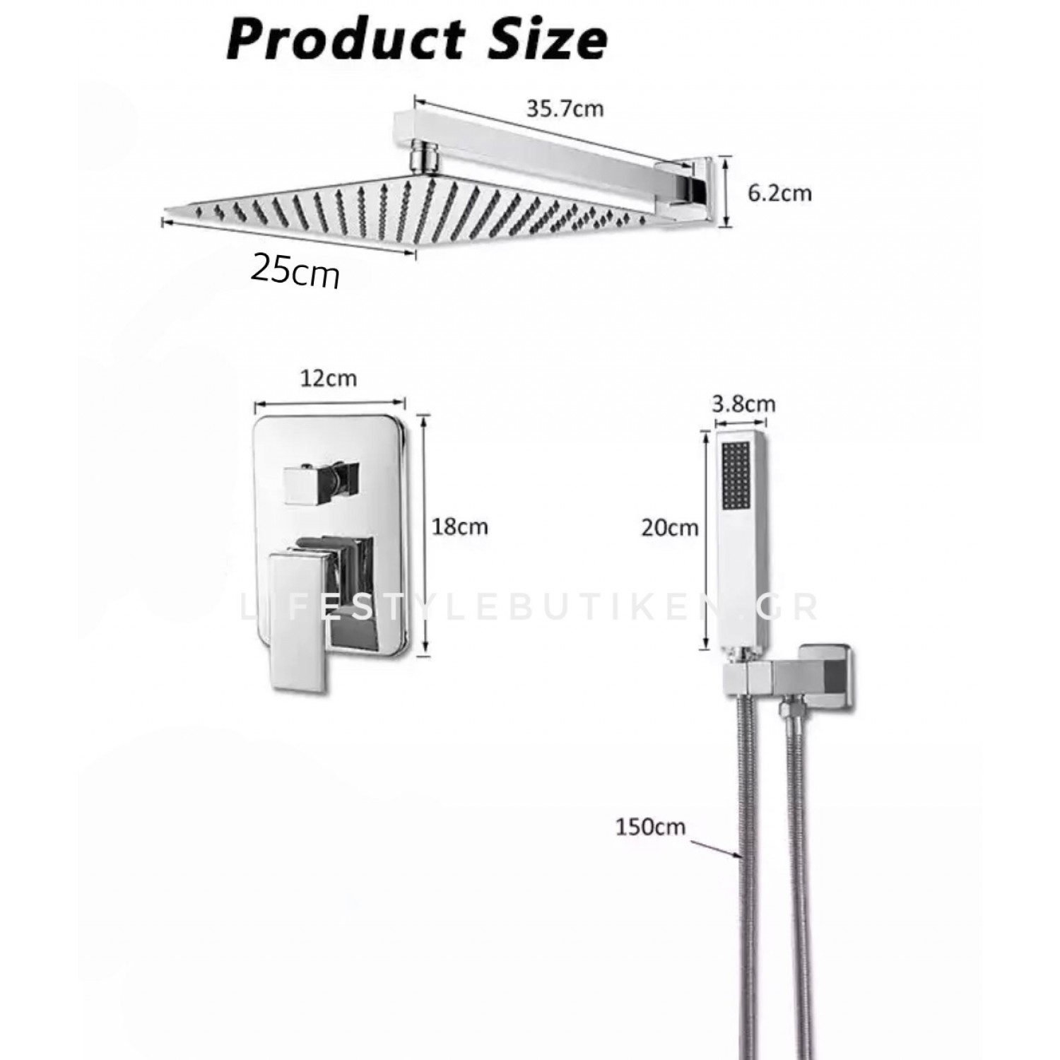 NARON Σετ Εντοιχιζόμενο Σύστημα Ντουζ 2 εξόδων CZ4033 CHROME