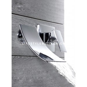 Luxury Επιτοίχια Βρύση Νιπτήρα Καταρράκτη με στόμιο μονής λαβής ανάμεικτη ζεστό κρύο MR7080 CHROME