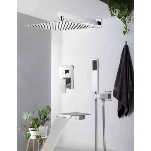 NARON Σετ Εντοιχιζόμενο Σύστημα Ντουζ 30 Εκατοστών Τριών Εξόδων Καταράκτη NR4035 CHROME