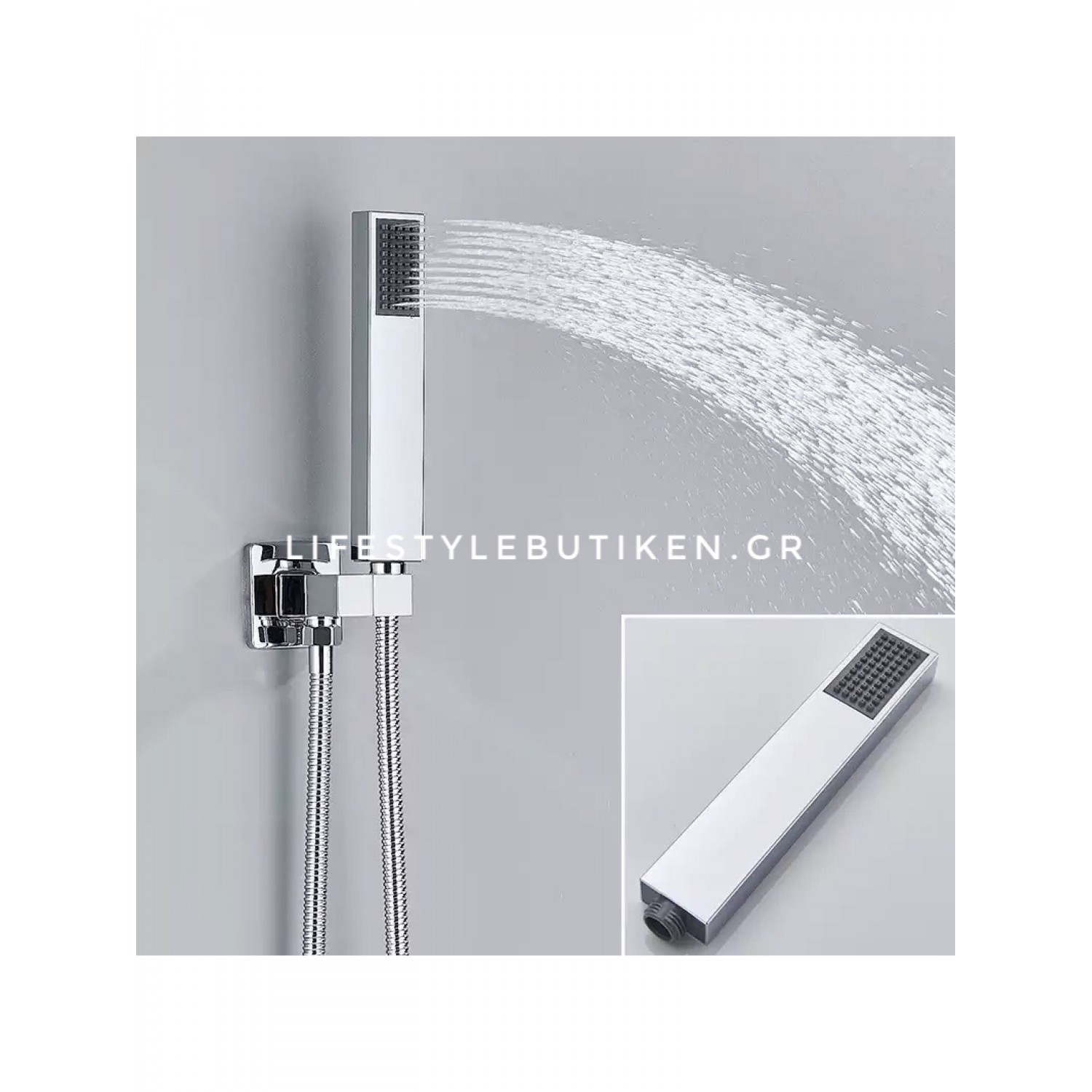 NARON Σετ Εντοιχιζόμενο Σύστημα Ντουζ 30 Εκατοστών Τριών Εξόδων Καταράκτη NR4035 CHROME