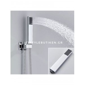 NARON Σετ Εντοιχιζόμενο Σύστημα Ντουζ 30 Εκατοστών Τριών Εξόδων Καταράκτη NR4035 CHROME