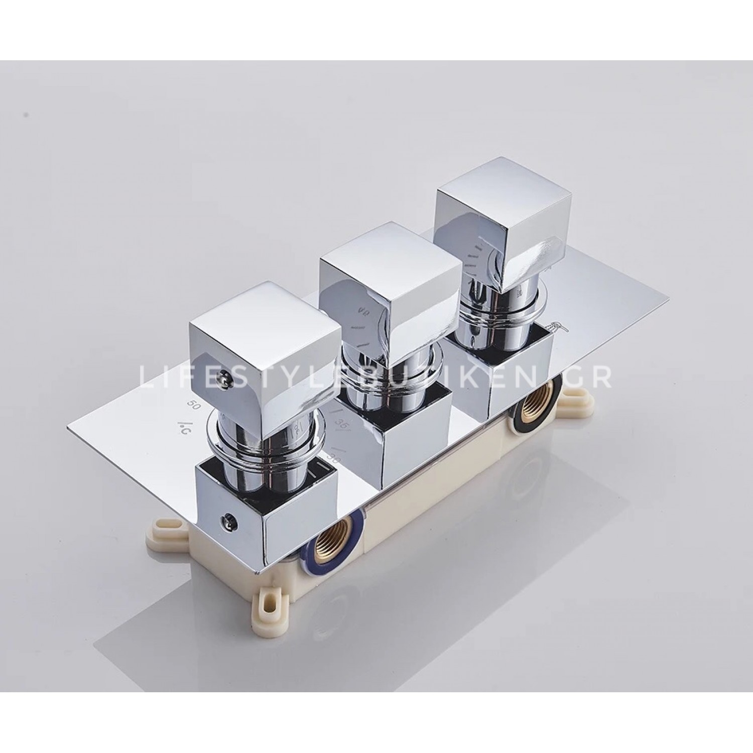 NARON Σετ Εντοιχιζόμενο Σύστημα Ντουζ Με Θερμοστατική Μπαταρία 3 εξόδων Καταρράκτης NR-5010C CHROME