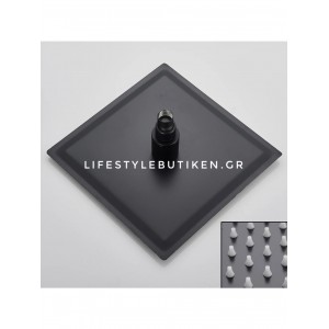 NARON Σετ Εντοιχιζόμενο Σύστημα Ντουζ 30 Εκατοστών Τριών Εξόδων Καταράκτη Οροφής NR4037 BLACK MAT