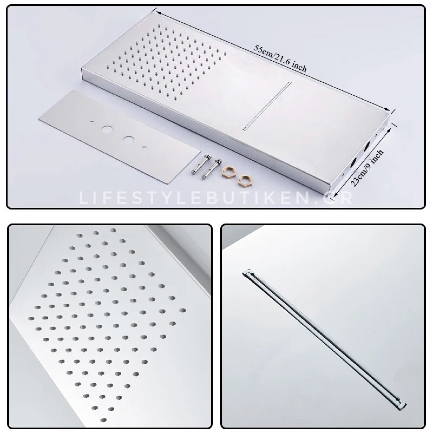 NARON Σετ Εντοιχιζόμενο Σύστημα Ντουζ Με Θερμοστατική Μπαταρία 3 εξόδων Καταρράκτης NR-5010C CHROME