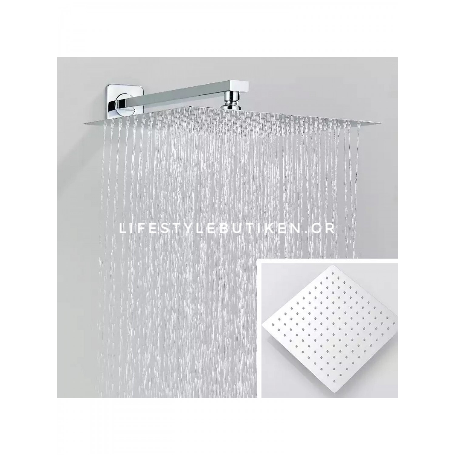 NARON Σετ Εντοιχιζόμενο Σύστημα Ντουζ 30 Εκατοστών Τριών Εξόδων Καταράκτη NR4035 CHROME