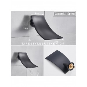 NARON Σετ Εντοιχιζόμενο Σύστημα Ντουζ 30 Εκατοστών Τριών Εξόδων Καταράκτη Οροφής NR4037 BLACK MAT