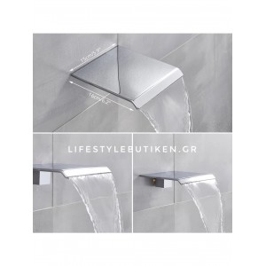 NARON Σετ Εντοιχιζόμενο Σύστημα Ντουζ 30 Εκατοστών Τριών Εξόδων Καταράκτη NR4035 CHROME