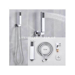 NARON Σετ Εντοιχιζόμενο Σύστημα Ντουζ 30 Εκατοστών Τριών Εξόδων Καταράκτη NR4035 CHROME