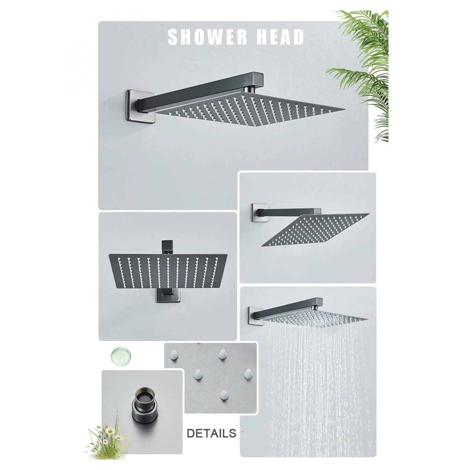 NARON Σετ Εντοιχιζόμενο Σύστημα Ντουζ 3 εξόδων CZ4034 GREY