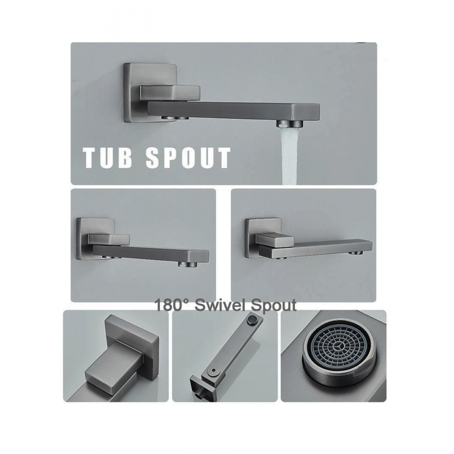 NARON Σετ Εντοιχιζόμενο Σύστημα Ντουζ 3 εξόδων CZ4034 GREY