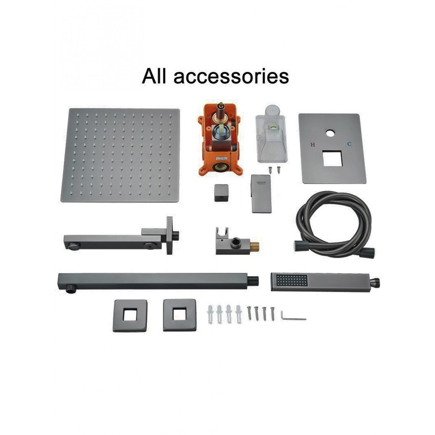 NARON Σετ Εντοιχιζόμενο Σύστημα Ντουζ 3 εξόδων CZ4034 GREY