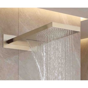 NARON Σετ Εντοιχιζόμενο Σύστημα Ντουζ Με Θερμοστατική Μπαταρία 3 εξόδων Καταρράκτης NR-5010 BRUSHED GOLD