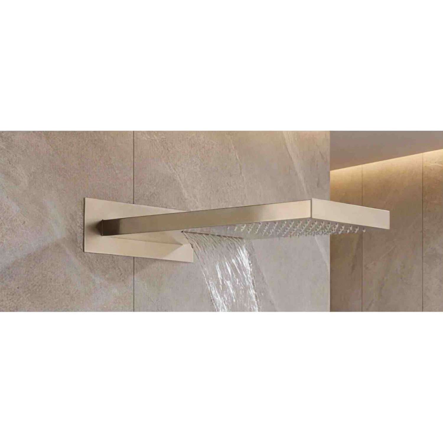 NARON Σετ Εντοιχιζόμενο Σύστημα Ντουζ Με Θερμοστατική Μπαταρία 3 εξόδων Καταρράκτης NR-5010 BRUSHED GOLD