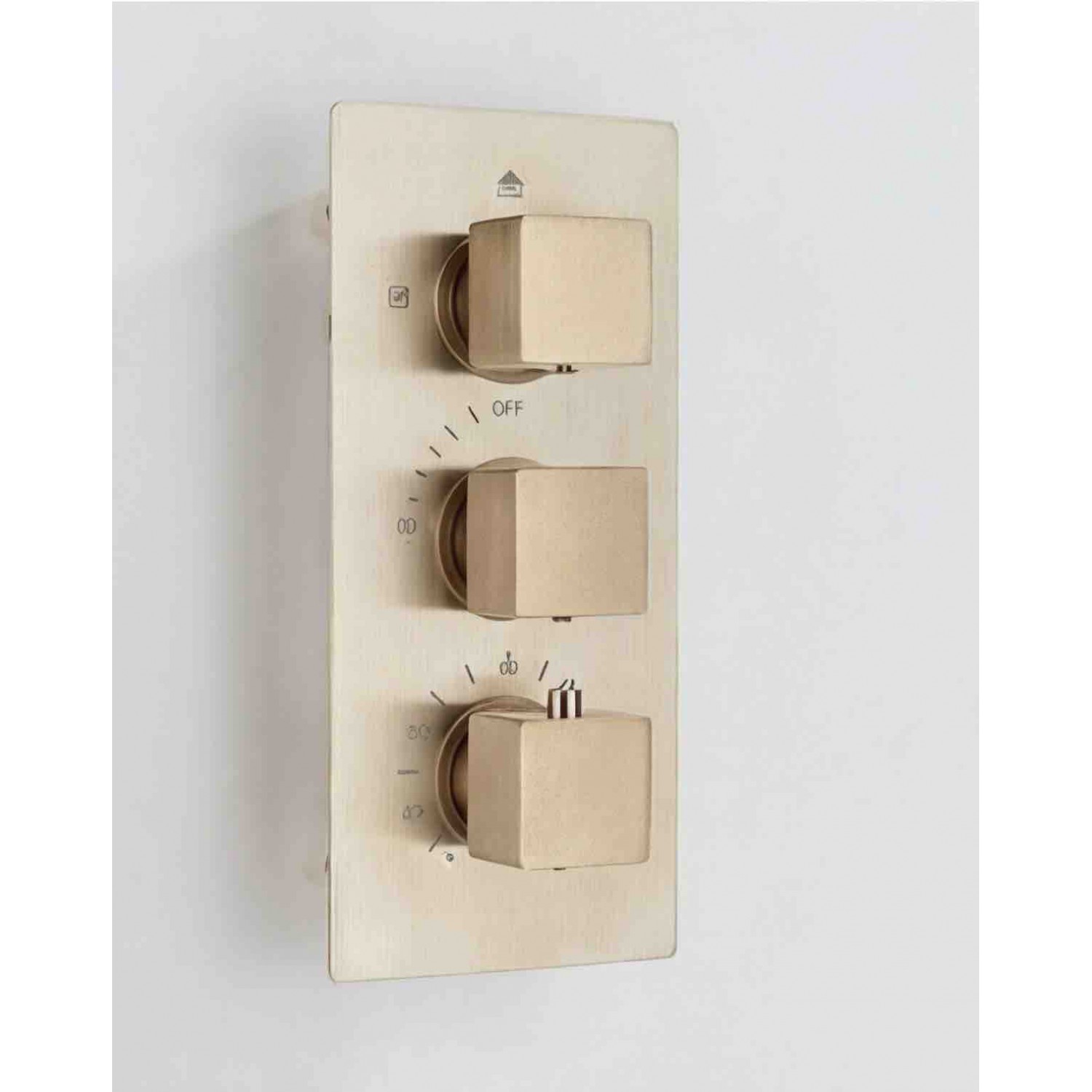 NARON Σετ Εντοιχιζόμενο Σύστημα Ντουζ Με Θερμοστατική Μπαταρία 3 εξόδων Καταρράκτης NR-5010 BRUSHED GOLD