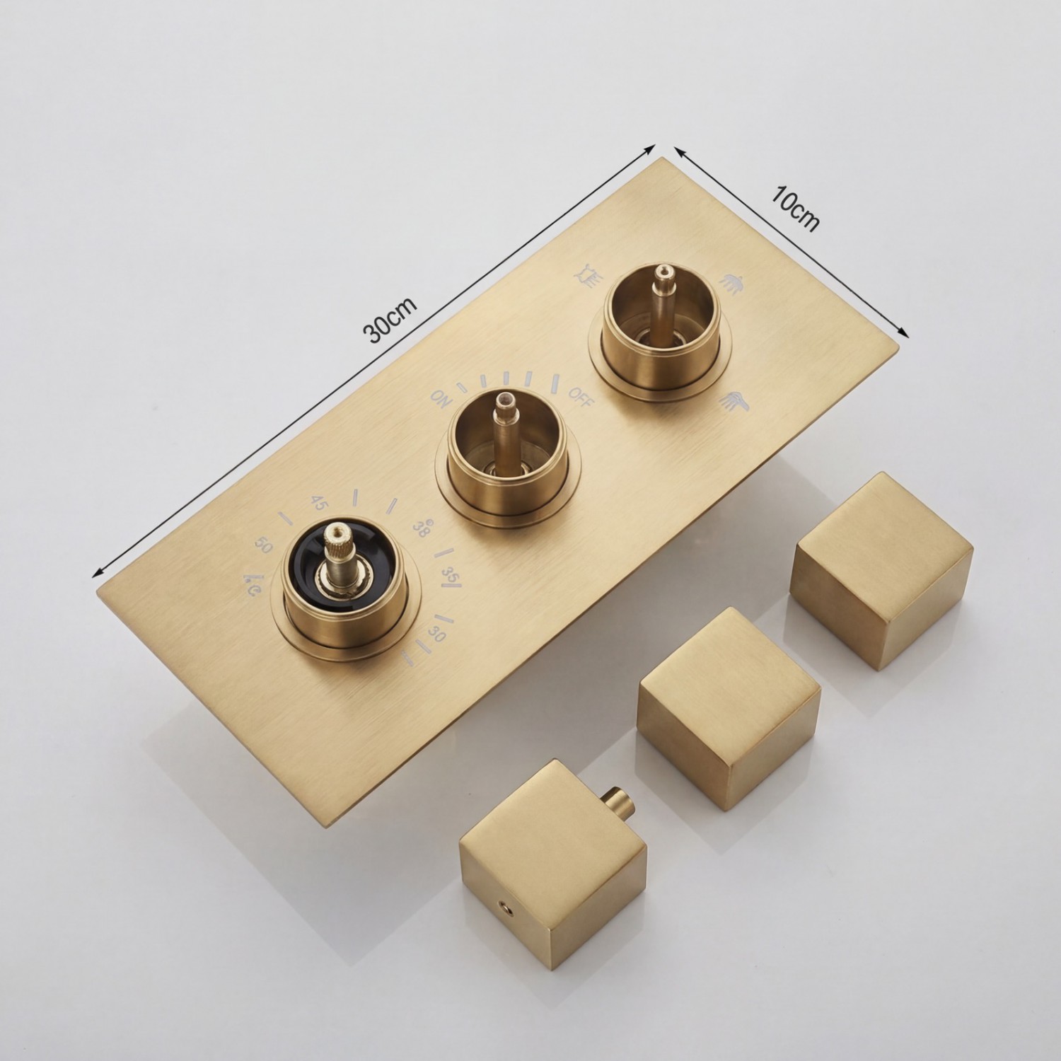 NARON Σετ Εντοιχιζόμενο Σύστημα Ντουζ Με Θερμοστατική Μπαταρία 3 εξόδων Καταρράκτης NR-5010 BRUSHED GOLD