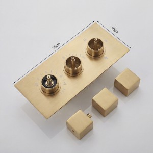 NARON Σετ Εντοιχιζόμενο Σύστημα Ντουζ Με Θερμοστατική Μπαταρία 3 εξόδων Καταρράκτης NR-5010 BRUSHED GOLD