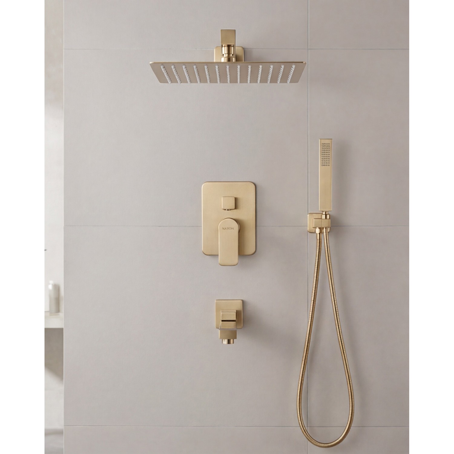 NARON Σετ Εντοιχιζόμενο Σύστημα Ντουζ 3 εξόδων με ρουξούνι NR4034 BRUSHED GOLD