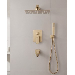 NARON Σετ Εντοιχιζόμενο Σύστημα Ντουζ 3 εξόδων με ρουξούνι NR4034 BRUSHED GOLD