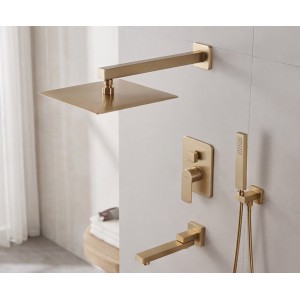 NARON Σετ Εντοιχιζόμενο Σύστημα Ντουζ 3 εξόδων με ρουξούνι NR4034 BRUSHED GOLD