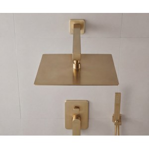 NARON Σετ Εντοιχιζόμενο Σύστημα Ντουζ 3 εξόδων με ρουξούνι NR4034 BRUSHED GOLD