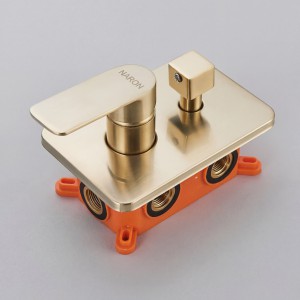 NARON Σετ Εντοιχιζόμενο Σύστημα Ντουζ 3 εξόδων με ρουξούνι NR4034 BRUSHED GOLD