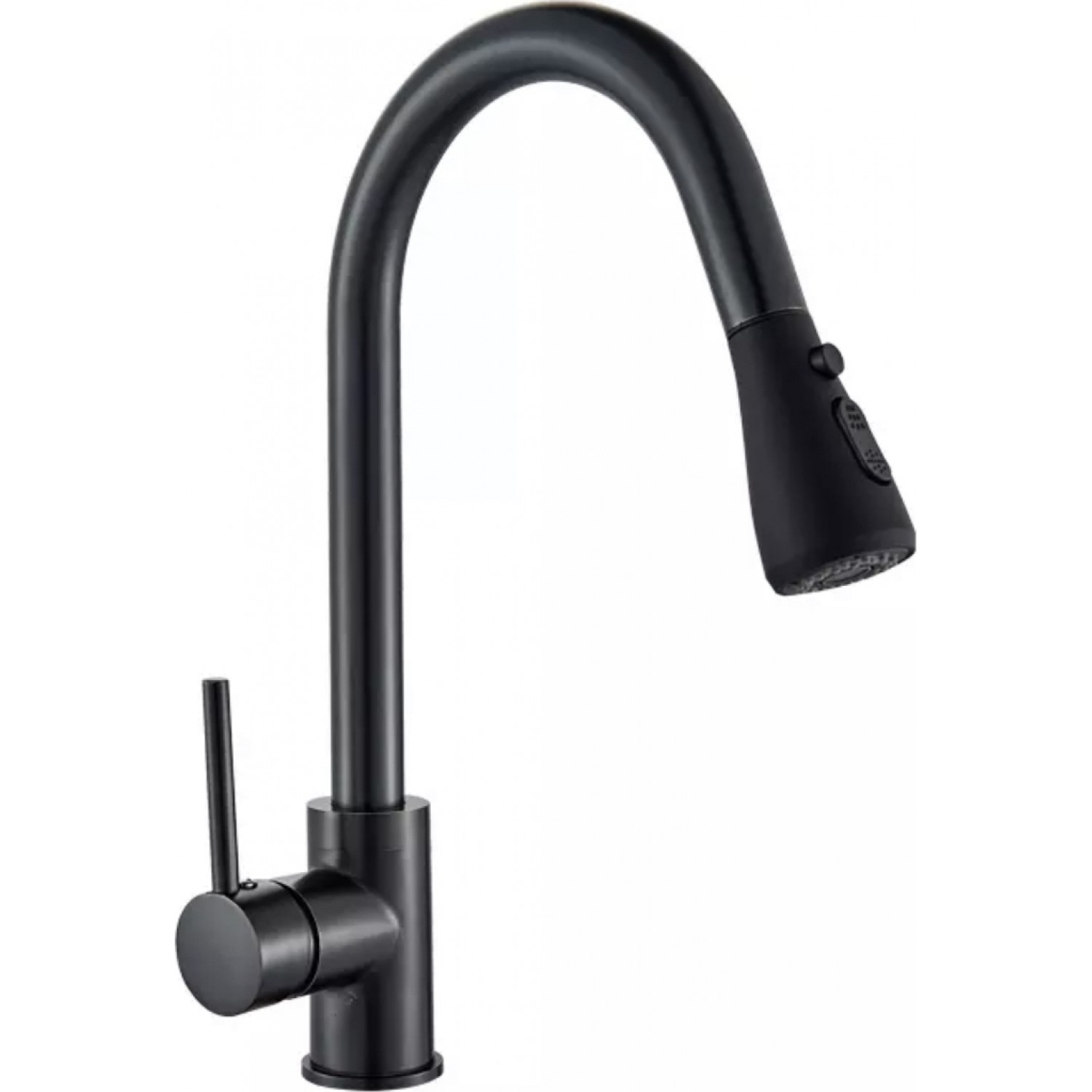 Μπαταρία Κουζίνας BLACK Με Περιστρεφόμενο Ρουξούνι και Συρόμενο Ντους Διπλής Ροής Υψος Βρύσης 41,5 εκατοστά