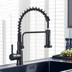 BLACK Σπιράλ βρύση κουζίνας διπλής ροής με διακόπτη MY-ABC016 BLACK