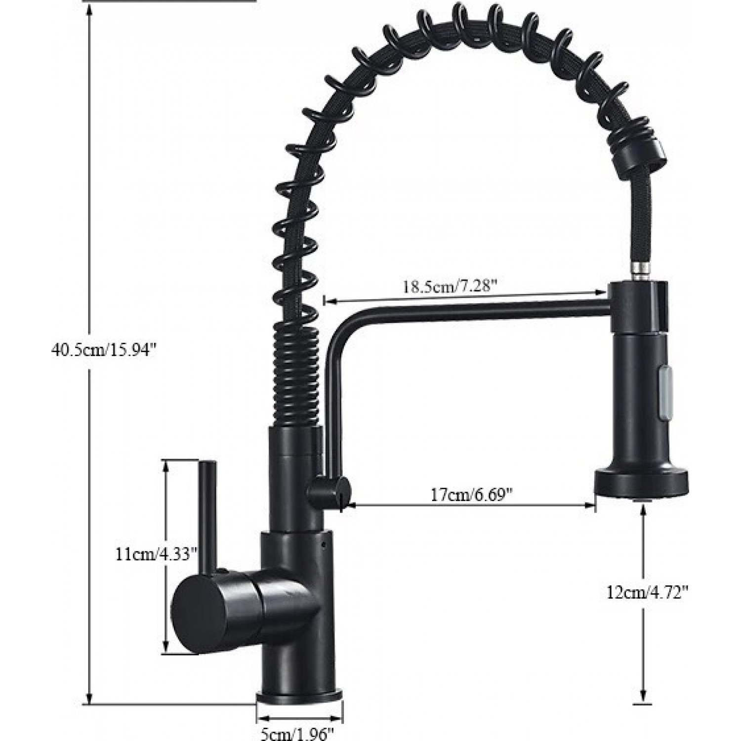 BLACK Σπιράλ βρύση κουζίνας διπλής ροής με διακόπτη MY-ABC016 BLACK