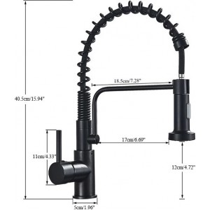 BLACK Σπιράλ βρύση κουζίνας διπλής ροής με διακόπτη MY-ABC016 BLACK
