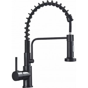BLACK Σπιράλ βρύση κουζίνας διπλής ροής με διακόπτη MY-ABC016 BLACK