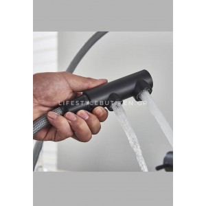 Τρίοδη Μπαταρία Κουζίνας με προεκτεινόμενο ντουζ STOCCO ST1199B BLACK MAT