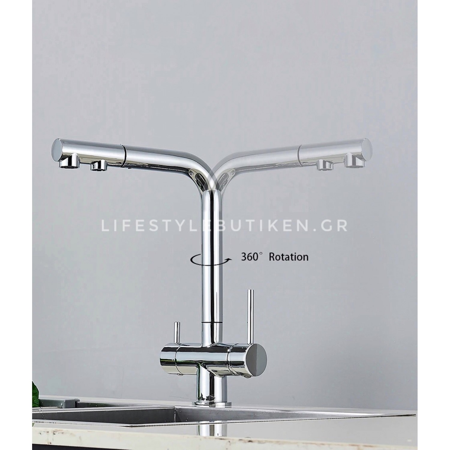 Τρίοδη Μπαταρία Κουζίνας με προεκτεινόμενο ντουζ STOCCO ST1199C CHROME